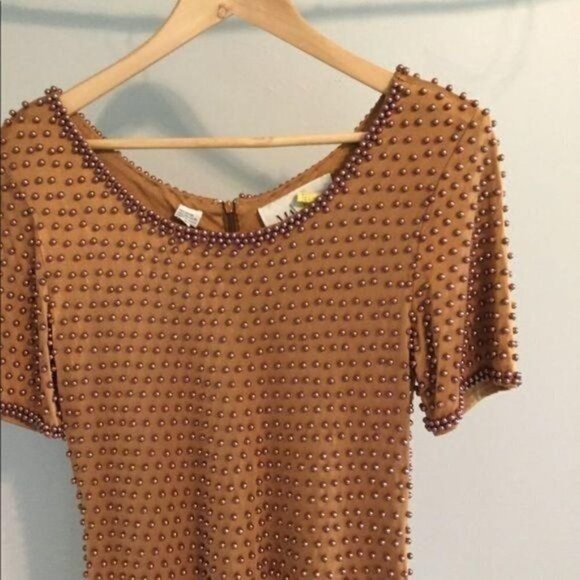 VINTAGE Bronze Beaded Dress 80’s - Picture 4 of 7